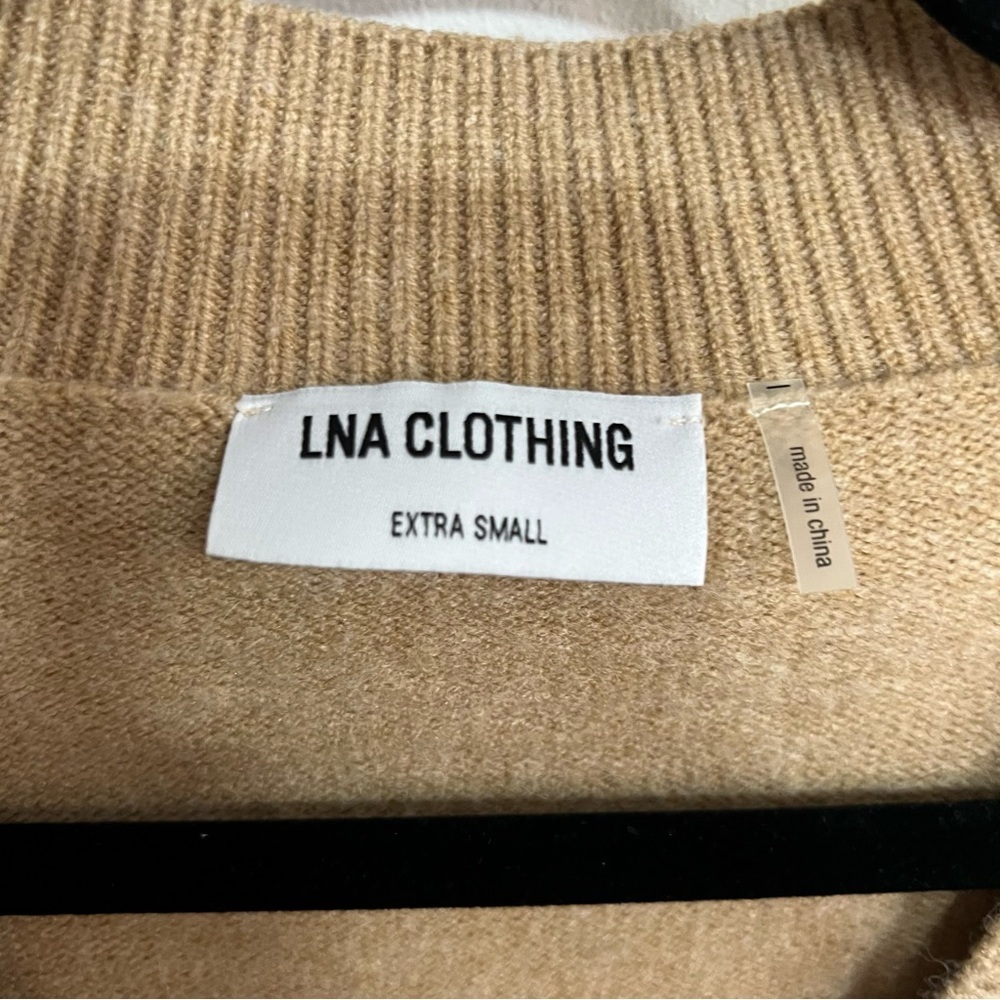 LNA Clothing Morjana V Neck Sweater in Camel Stripe - Picture 10 of 16